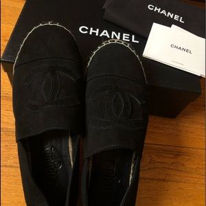 Chanel Espadrilles. Black. Velvet material